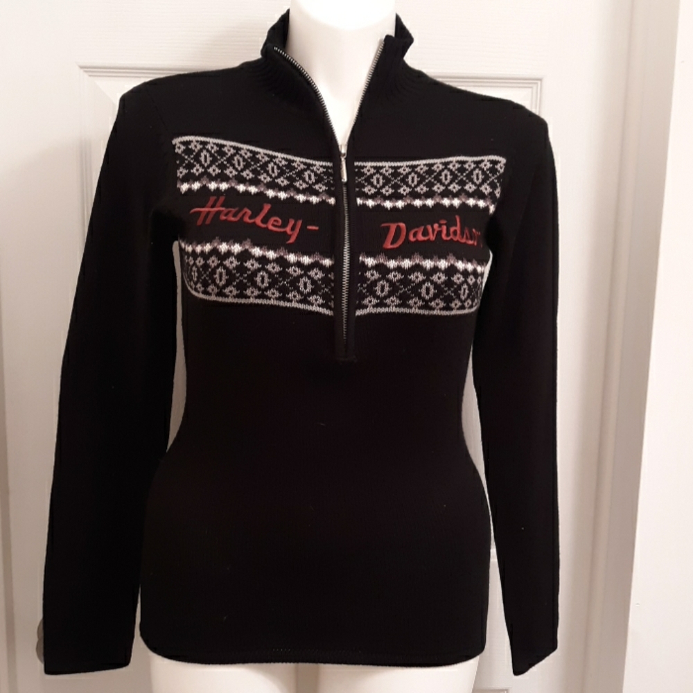 Harley davidson zip up biker sweater
